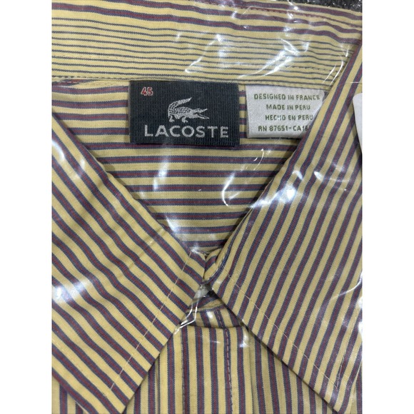 Lacoste Short Sleeve Button Down Men’s Dress Shirt With Pocket Size 45 NWT! - Picture 2 of 4